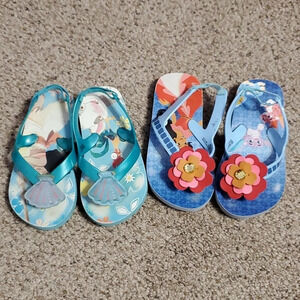 Disney Store Princess Moana & Elena of Avalor Flip Flops Sandals 7/8